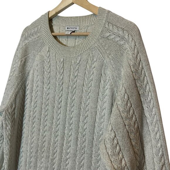 Athleta Women Wool Blend Crew Large Knit Sweater Bright White Metallic - Picture 7 of 9